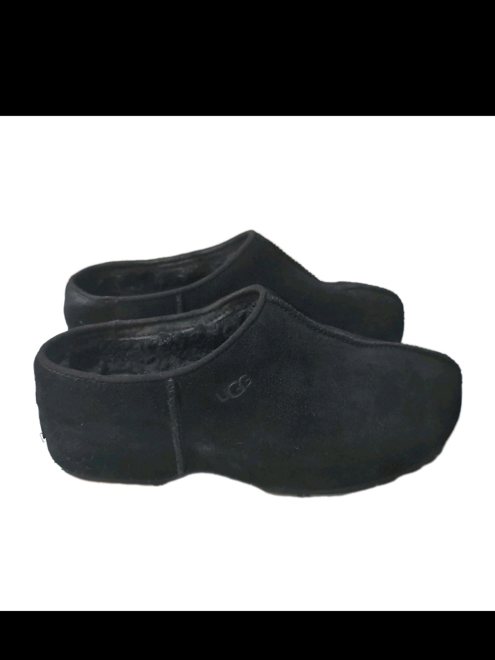 UGG Cottage Clog Slip On Shoes Black Suede Leather Women’s Size 8 - Picture 3 of 7